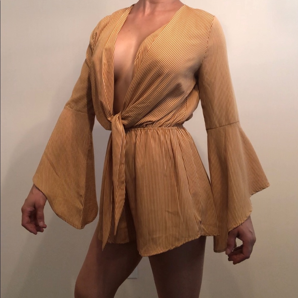 Long sleeve silky romper worn once